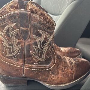 Ariat Brown Ankle Boots with Embroidered Design